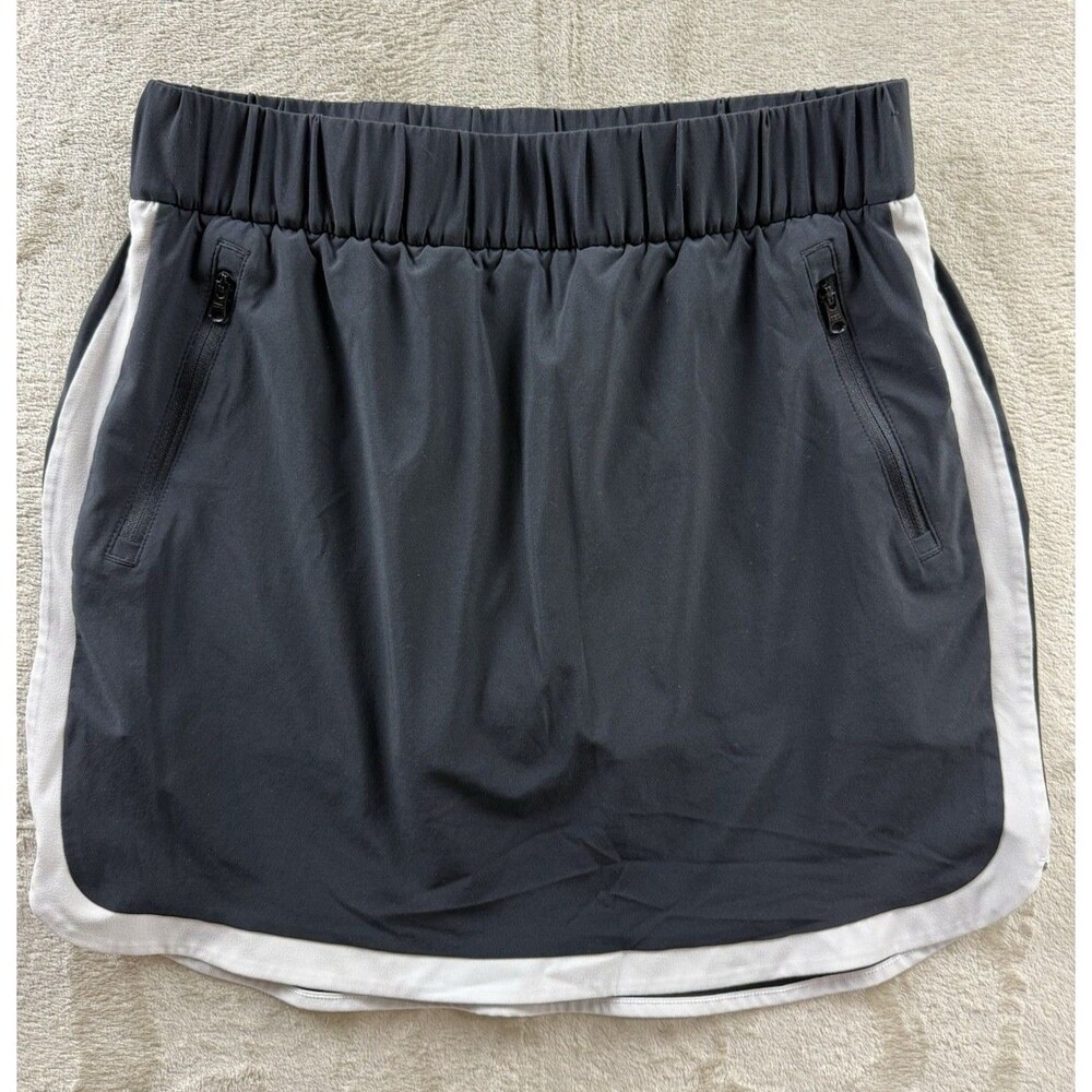 T by Talbots Skort Women SP Black White Skirt Zip Pockets